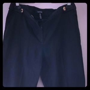 Black Stretch Cotton Capris with gold buttons